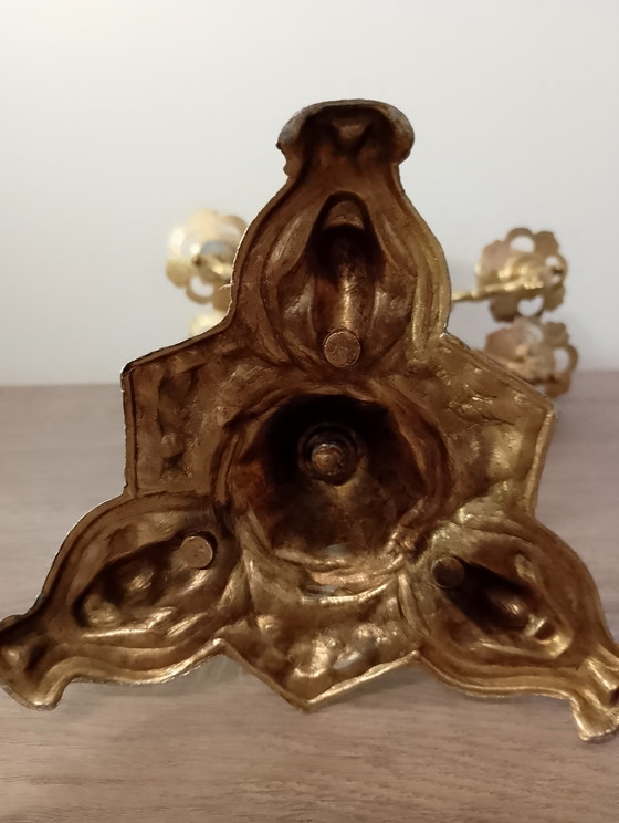 Image 1 of Candélabres baroque en laiton massif style baroque Louis xv chérubin putti 