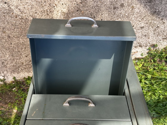 Scrivania compatta industriale vintage in metallo verde – Anni '50 – Scrivanie (photo 5 of 15)