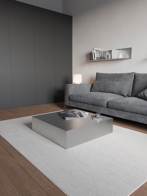 Image 1 of Coffee table brushed stainless steel 100x100x25