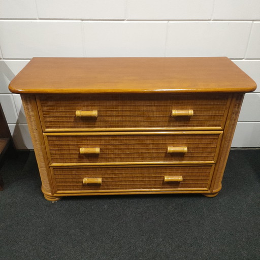 Vintage Boho Rotan Ladekast Dressoir (Del Vera Style)