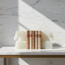 Serre-livres vintage en onyx blanc, tête de cheval