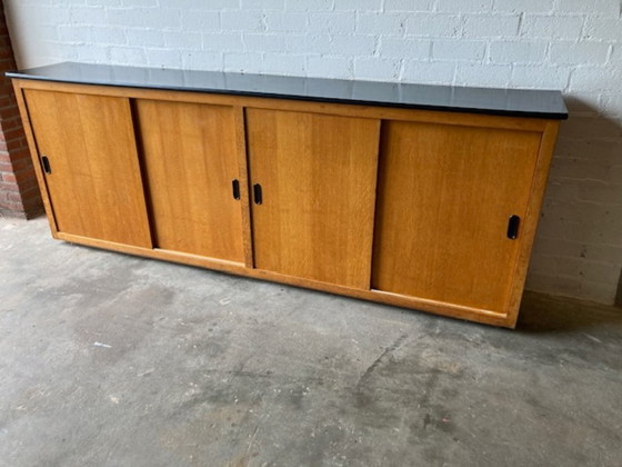 Image 1 of Vintage school cupboard sliding door cupboard dresser XL