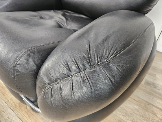 Image 1 of Okay Chairs in Black Leather and Tubular Steel by Adriano Piazzesi