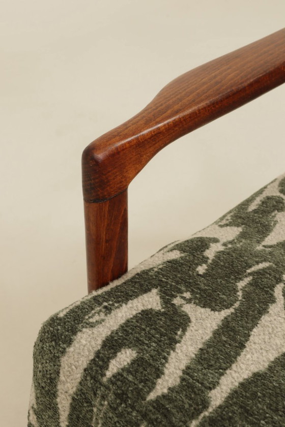 Image 1 of Vintage armchair green jaquard mid century modern design by Z.Bączyk 