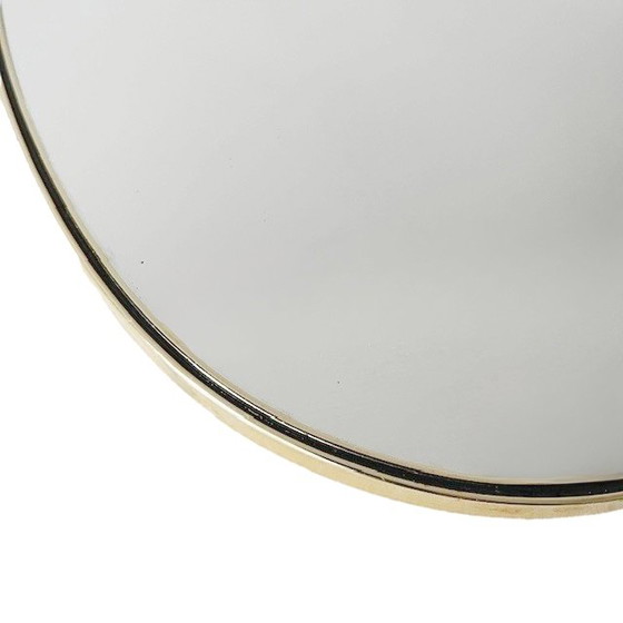 Image 1 of Espejo asimétrico de latón de mediados de siglo, década de 1950