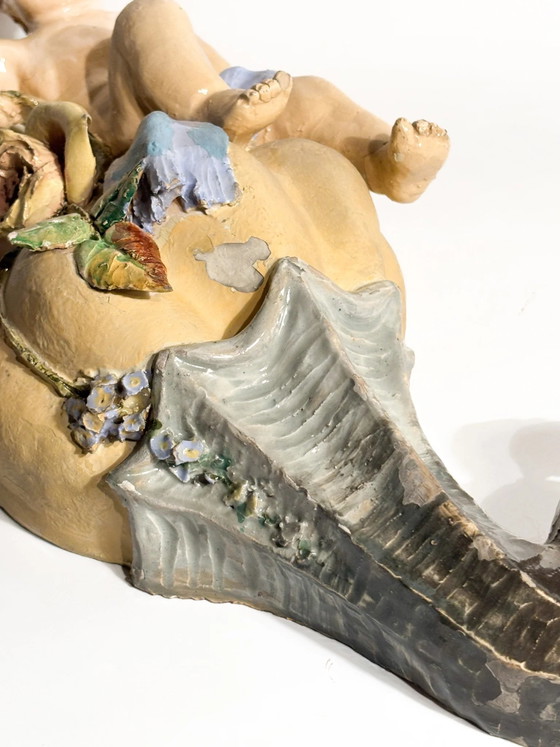 Keramik-Wandregal aus dem 19. Jahrhundert mit Putto und Muschel – Dekorative Objekte, Ceramic (photo 5 of 17)