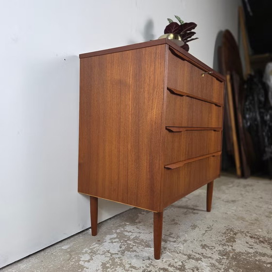 Vintage Teak Danish Chest of Drawers 1960s, Scandinavian 4 Drawers, Wood, Brown (photo 16 of 21)