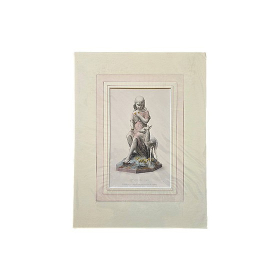 Lithographie ancienne représentant Amy et son faon, R.A. Artlett, début du XXe siècle (photo 5 of 5)
