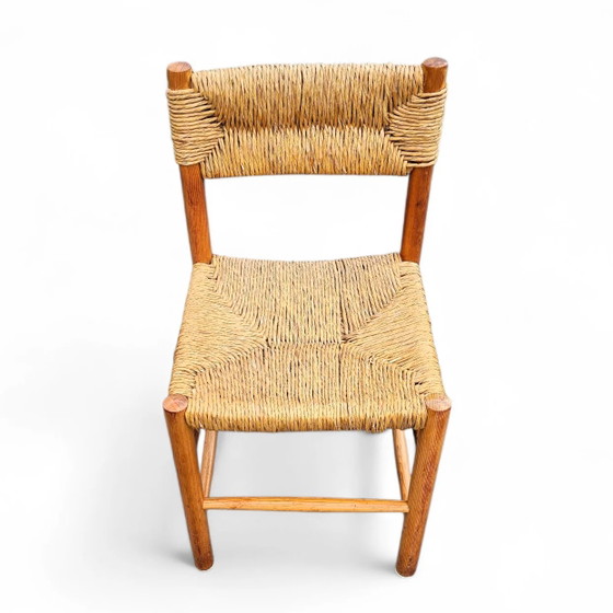 2 x pine wood woven reed dining chairs / France 1950s (photo 34 of 40)