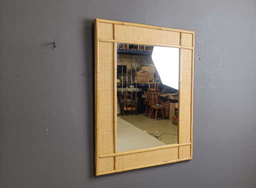 Miroir en bambou du Mid Century par Dal Vera, 1960s