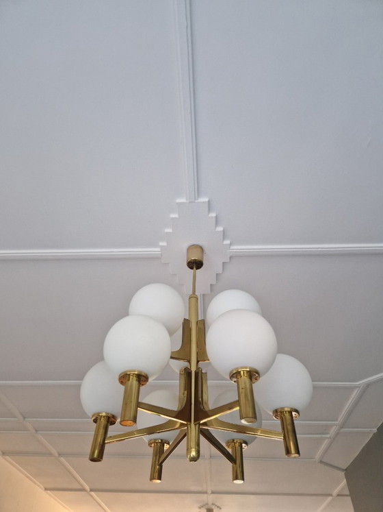 Lampada a sospensione vintage - Anni '50 a '60 - Italia – Lampade a sospensione, Vetro, Ottone (photo 6 of 15)