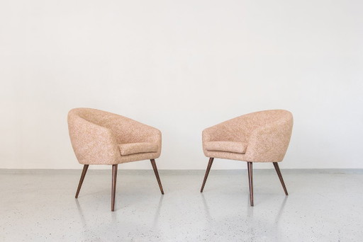 Roze vintage schelpfauteuils van LFM, Polen, jaren 70, set van 2