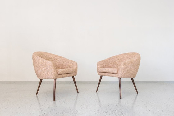 Image 1 of Roze vintage schelpfauteuils van LFM, Polen, jaren 70, set van 2