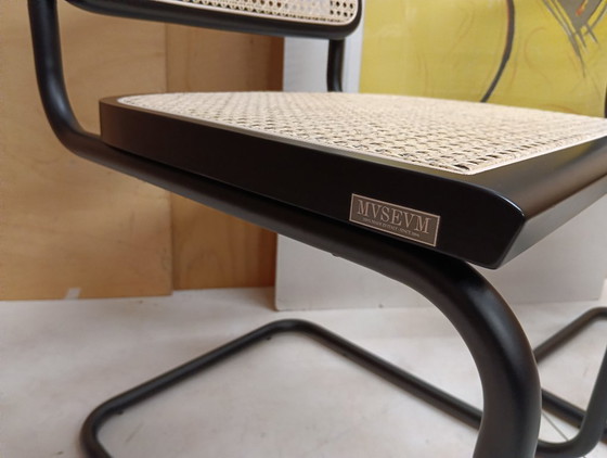 Image 1 of ALIVARMVSEVM 104. SET of 2 CESCA B32 Chairs (NEW) in Black Frame Limited Edition 