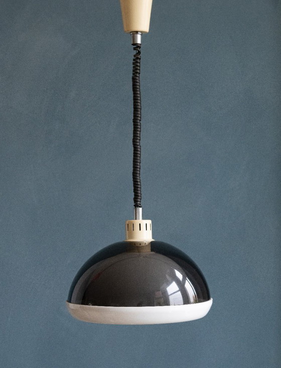 Image 1 of Lampada a sospensione vintage Space Age in grigio fumo e bianco