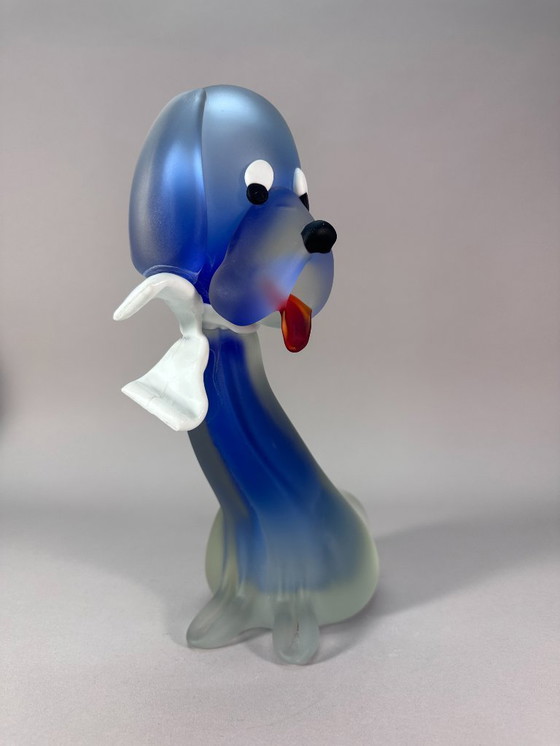 Image 1 of Sculpture de chien Murano Sommerso – De Mio Giuliano attrib. – Verre satiné – Verre d’art italien
