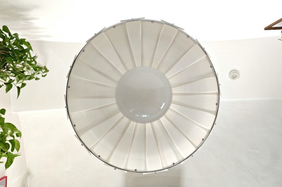 Image 1 of Vintage XL Meblo Pendant Light / Rare Meblo Guzzini Ceiling Light / White Acrylic Light/ Mcm Lightning / Big Hanging Light 