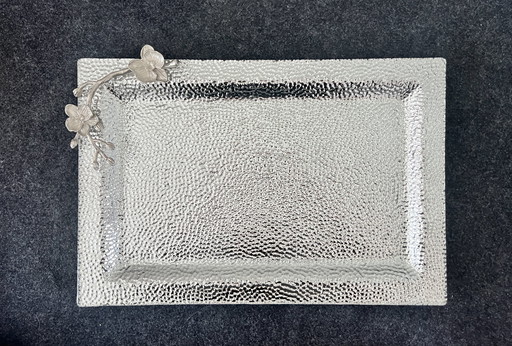 White Orchid Large Glass Tray Michael Aram