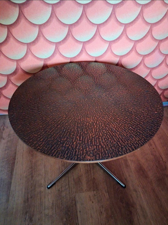 Image 1 of Scandinavian Brutalist coffee table with copper inlay 1960/1970