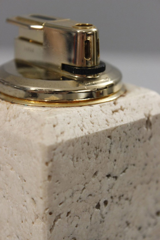 Image 1 of Vintage travertine table lighter, Italian design, 1970s, Cerri Nestore