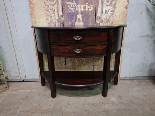 Klassieke halfronde sidetable, wandconsole, haltafel afm.111x40cm en 70cm hoog.