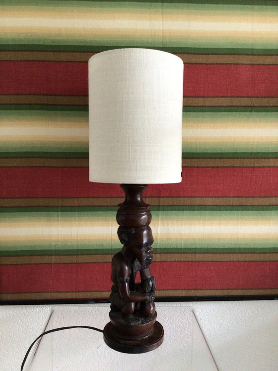 Image 1 of Pied de lampe vintage tribal