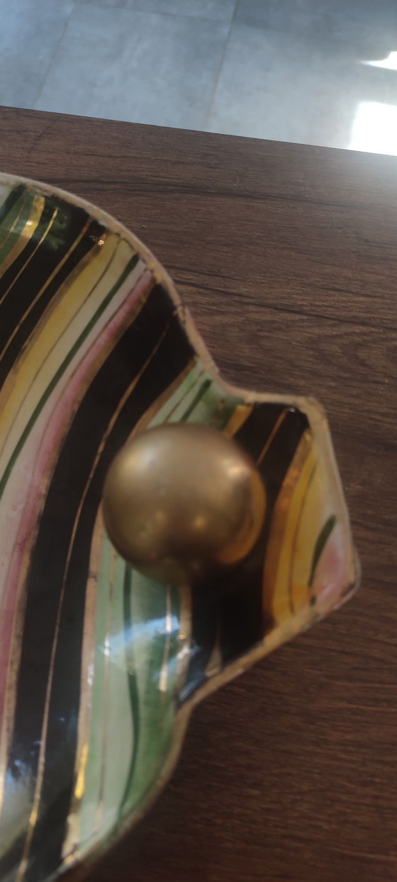 Vintage Ceramic Dish Hubert Bequet Quaregnon Gilded - N°477, Crockery, Multi Color (photo 4 of 15)