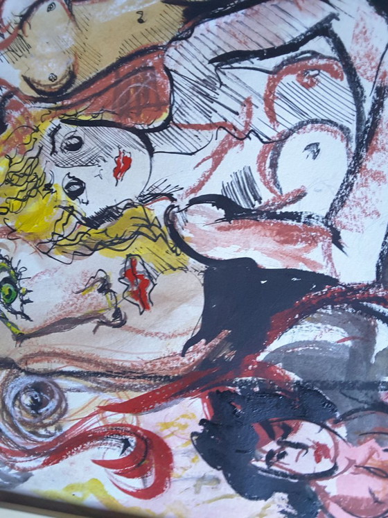Peinture abstraite surréaliste 5 prostituées image – Celso G. Casado, Objets d'art, Brass, Paper (photo 3 of 6)