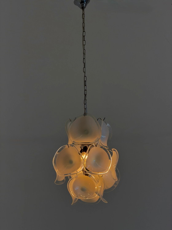 Gino Vistosi Murano Glass Chandelier with Glass Discs – Reading Lamp, Metal, Chrome, Italian Design (photo 12 of 13)