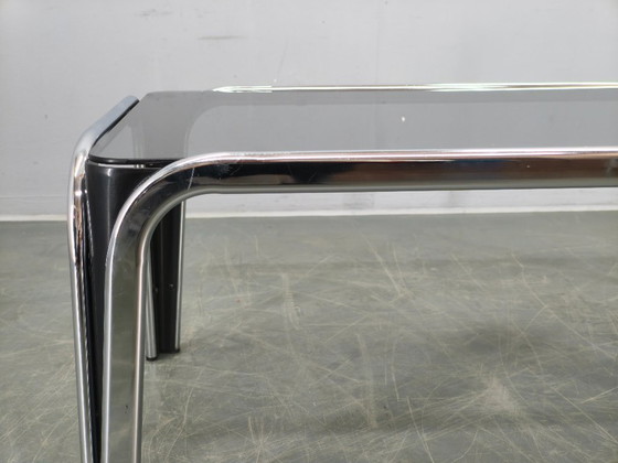 Image 1 of Italian Chrome and Smoked Glass Coffee Table, 1970s