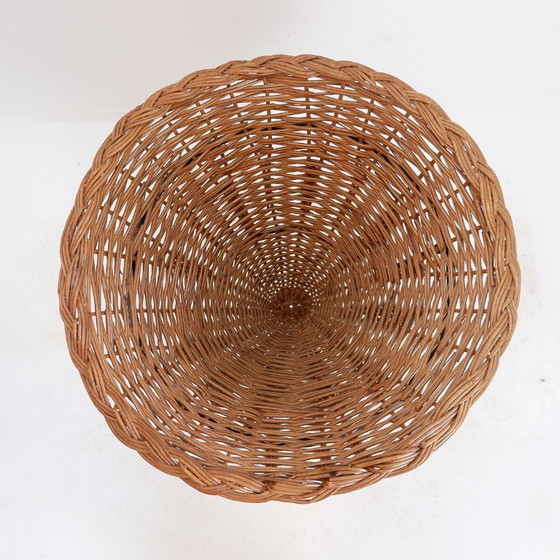 Image 1 of Grande cesto vintage in metallo nero e vimini - anni '60