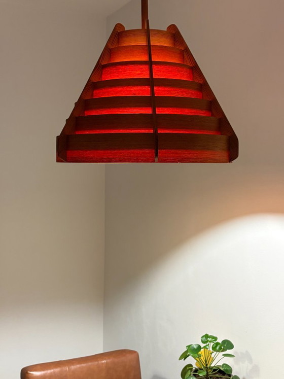 Designer pendant lamp by Hans-Agne Jakobsson for AB Ellysett Markaryd - 1960s. – AB Ellyset Markaryd., Wood (photo 19 of 19)