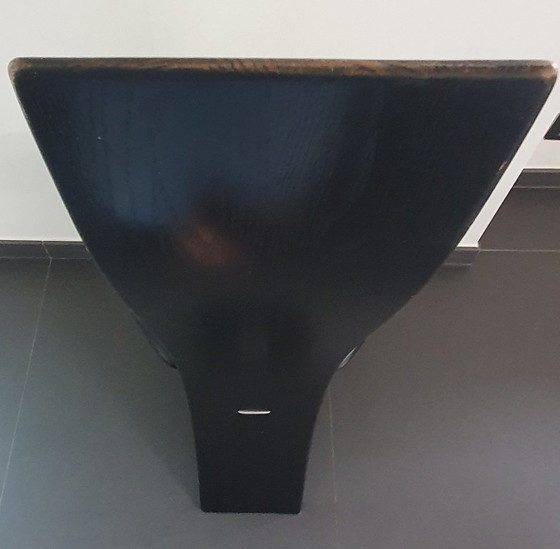 Set Van 6 Vintage Zwarte 'Iris' Stoelen – Van Den Berghe - Pauvers – Eetkamerstoelen, Wood, Leather (photo 6 of 9)