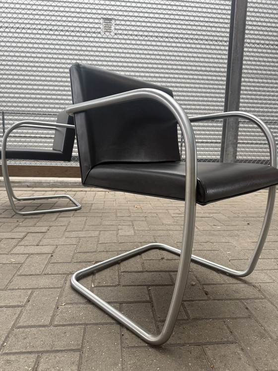 Image 1 of 6 sedie Brno di Mies van der Rohe, Fasem, in pelle nera