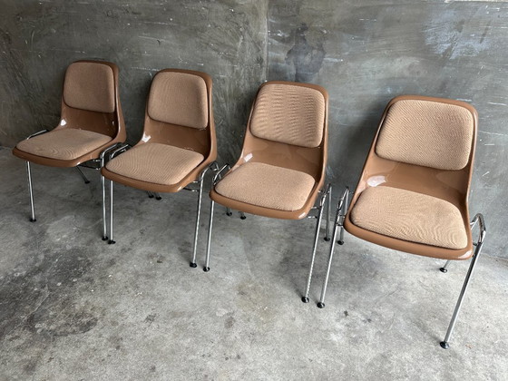 Image 1 of 4x Space Age Drabert stacking chairs – vintage chrome shell