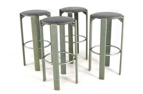 Set 4 Bruno Rey per Kusch & Co Sgabelli da bar vintage, Legno, Metallo, Verde, Modern (foto 8 di 15)
