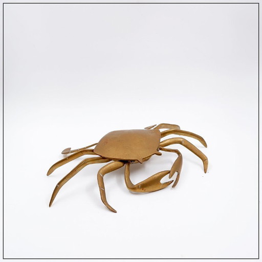 Brass jewelry box in the shape of a blue crab, 1960s