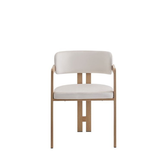 Image 1 of 4 SEDIE MELLOW CON GAMBE EFFETTO LEGNO E SEDUTE IN VELLUTO BEIGE
