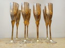 8x flûtes à champagne métal et laiton Hollywood Regency 1970