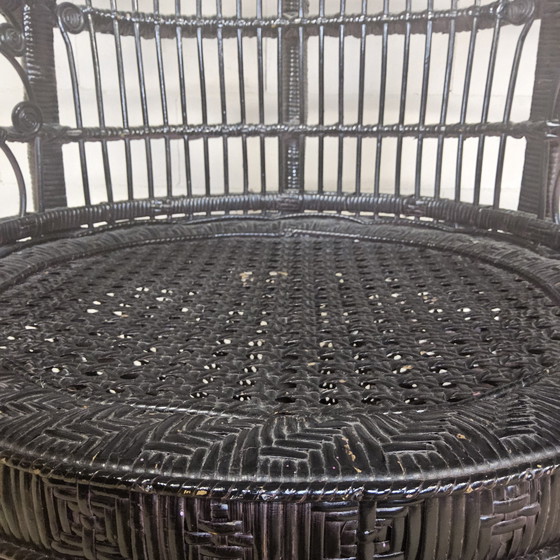 Image 1 of Chaise Paon Vintage en Rotin Emmanuelle / Chaise Paon (H147)