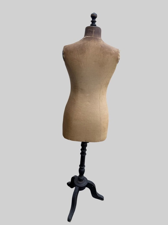 Image 1 of Busto da sarto antico e regolabile su treppiede originale in legno (circa 1930-1950)