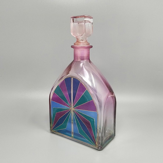 Image 1 of Prachtige karaf of decoratieve fles uit de jaren 70 van Luigi Bormioli. Gemaakt in Italië.