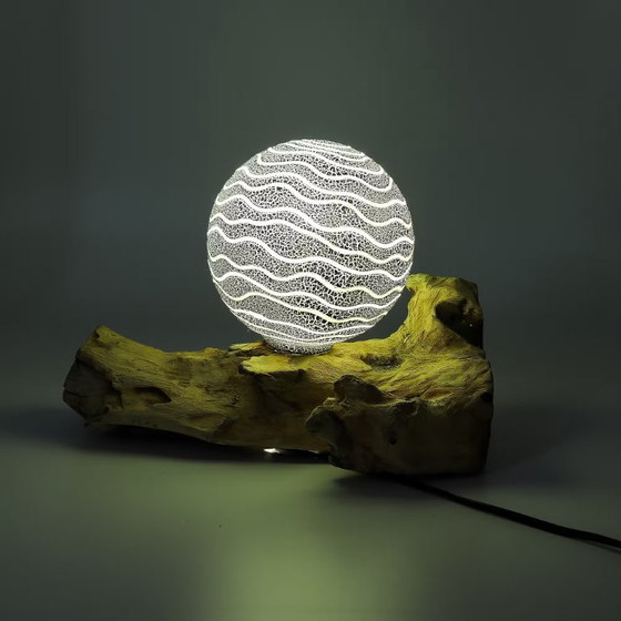 Image 1 of DriftGlow Lamp Grey Luna Shade