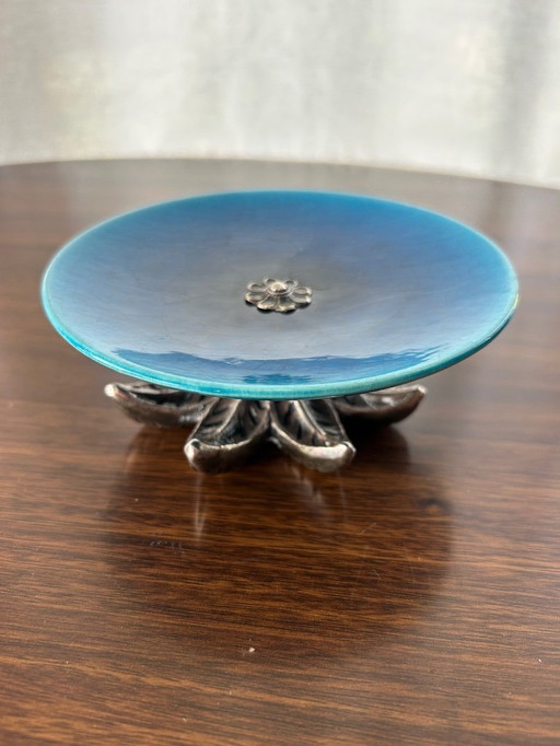 blue ceramic trinket tray