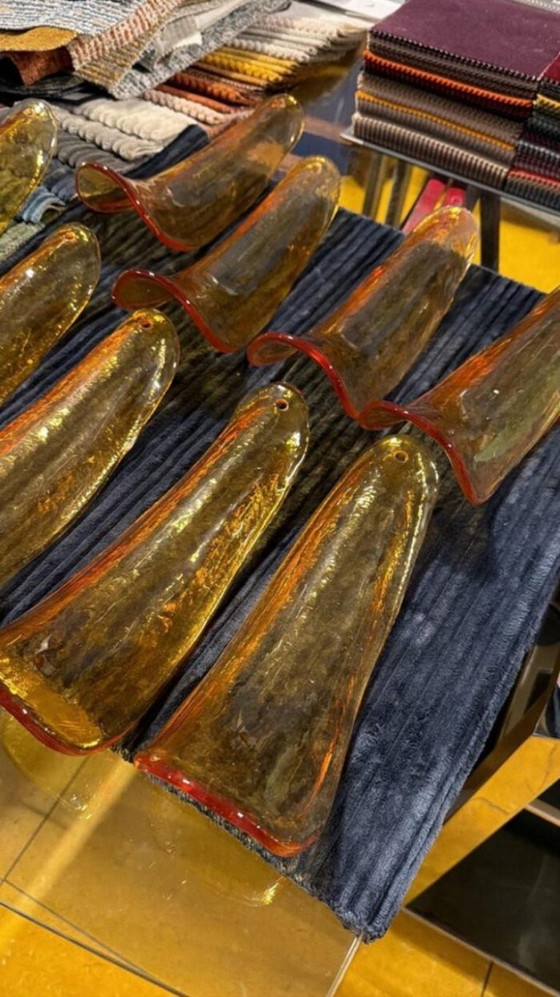 Vintage Murano glass Wall lights by Mazzega, 1970s, Metal, Yellow (photo 3 of 7)