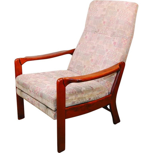 Poltrona reclinabile vintage danese con poggiapiedi pieghevole, anni '60