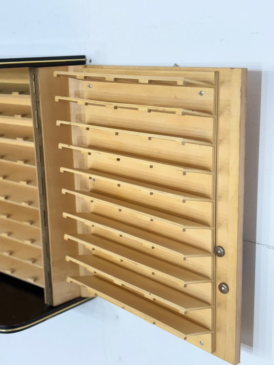 Image 1 of Beautiful vintage Pelikan wall cabinet, wall cupboard, hanging display cabinet, mid-century modern