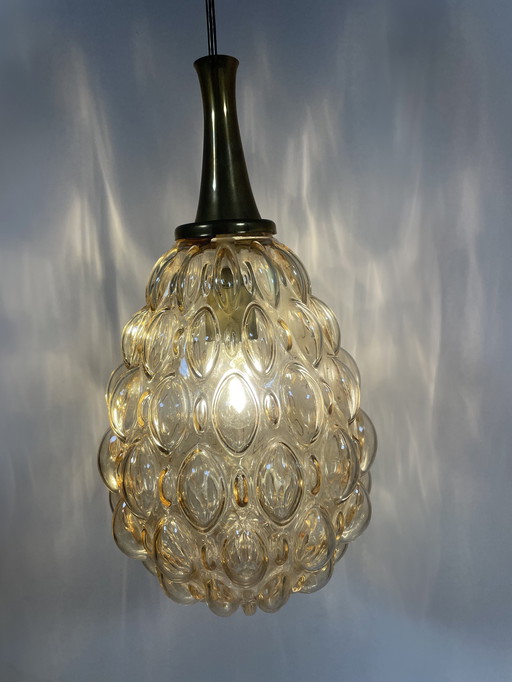 Lampada a sospensione in vetro Bubble Round, anni '60, Glashutte Limburg, Helena Tynell