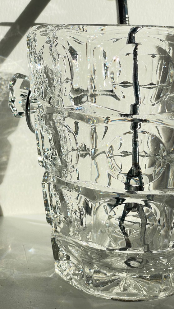 Image 1 of SEAU à Glace Cristal Ciselé et PINCE Vintage