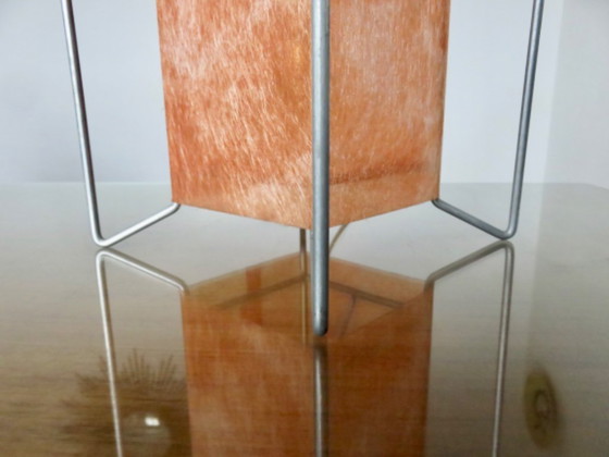 Image 1 of Modernist, minimalist lamp, orange fiber, glass and metal, 1970-1980